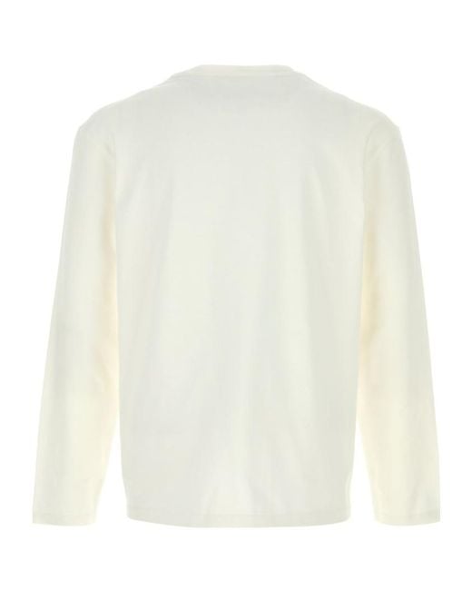 Jil Sander White Long-Sleeved Crewneck T-Shirt for men