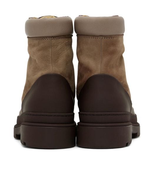 Brunello Cucinelli Brown Lace-Up Ankle Boots for men