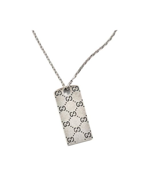 Gucci White Signature Pendant Tag Necklace for men