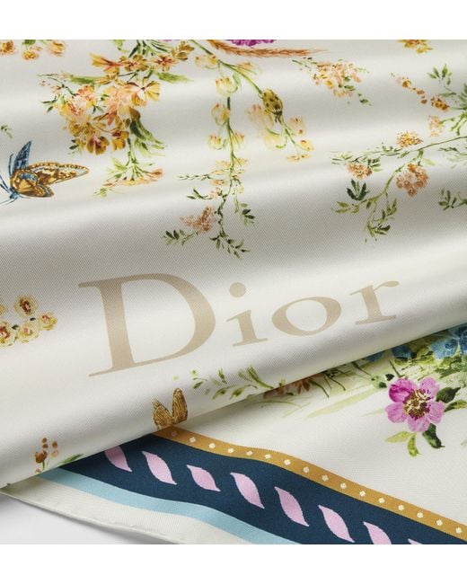 Dior Multicolor Iviera Toile De Jouy Floral Garden 90 Square Scarf