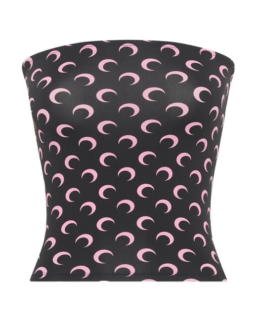 Marine Serre Moon Printed Second Skin Tube Top in Black | Lyst