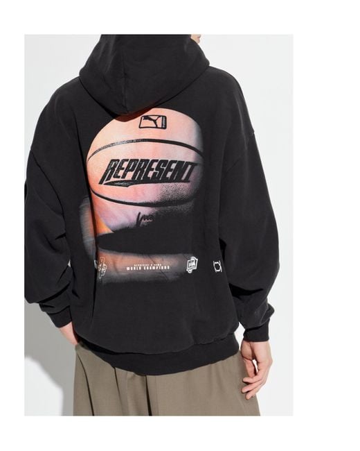 PUMA Black X Represent Oversized Hoodie for men