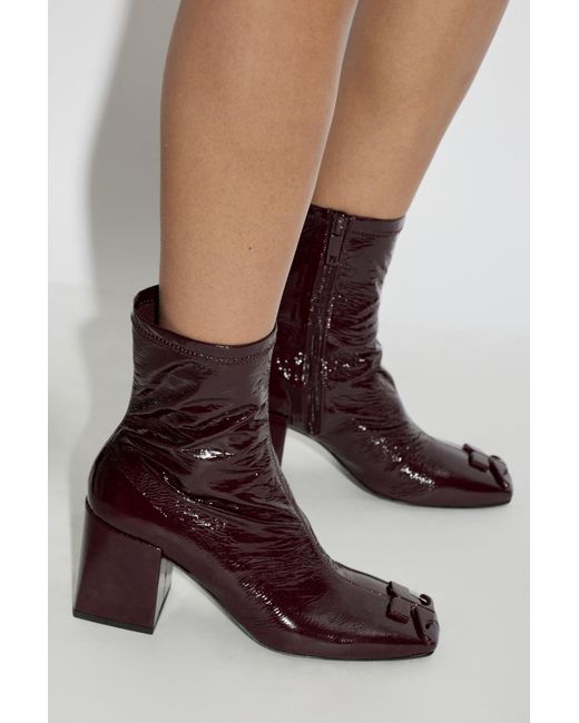 Courreges Brown Square-Toe Ankle Boots