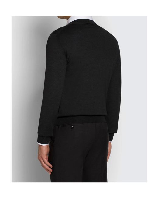 Brioni Black V-Neck Sweater for men