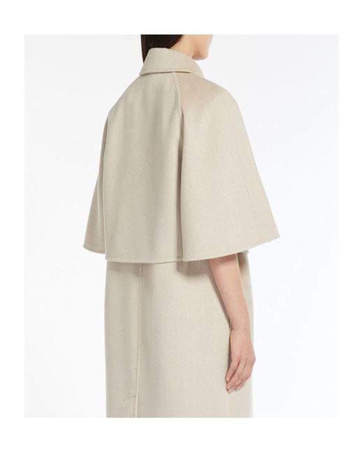 Max Mara Natural Double-Breasted Cropped Coat