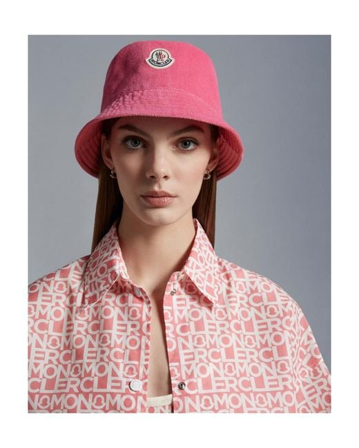 Moncler Pink Reversible Dropped Wide Brim Bucket Hat