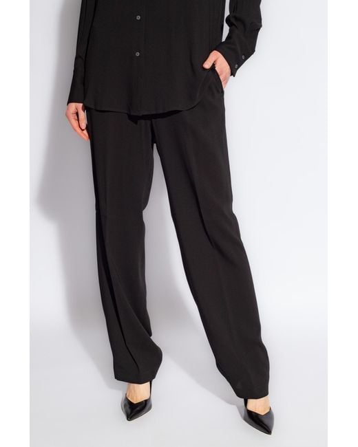 Fabiana Filippi Black Elasticated Waistband Straight Crepe Trousers
