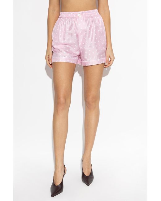 Moschino Pink Printed Satin Shorts