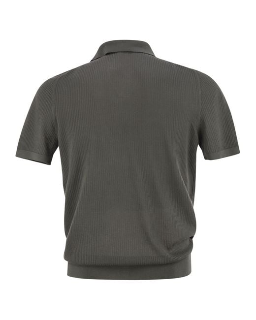 Fedeli Black Giza Cotton Polo Shirt for men