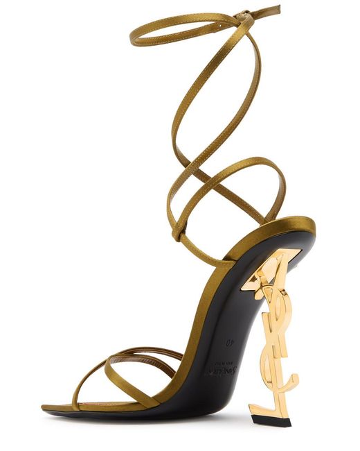 Saint Laurent Metallic Opyum 110 Logo Satin Sandals