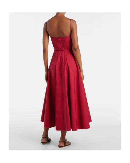 Roland Mouret Red Cotton Poplin Midi Dress