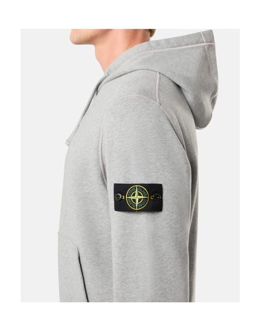 Stone Island Gray Sweatshirt With Drawstring Hood And Pockets for men