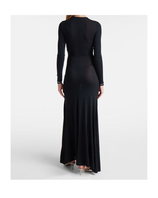Rabanne Black Cutout Embellished Jersey Maxi Dress