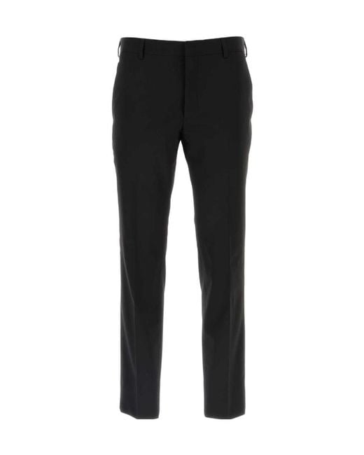 Prada Black Mid-Rise Cropped-Leg Trousers for men