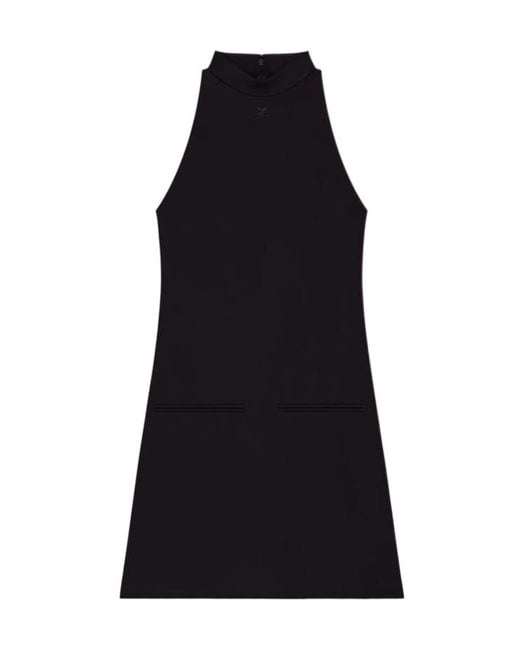 Courreges Black Heritage Crepe A-Line Dress