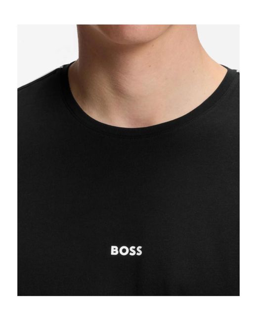 Boss Black Stretch-Cotton Pyjama Top With Signature-Stripe Tape for men
