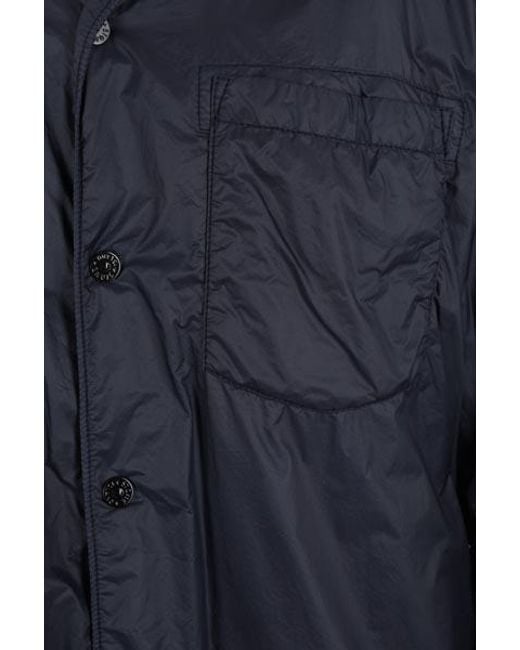 Stone Island Blue Compass-Patch Padded Jacket for men