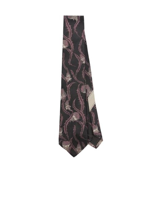 Dries Van Noten White Printed Silk Tie for men