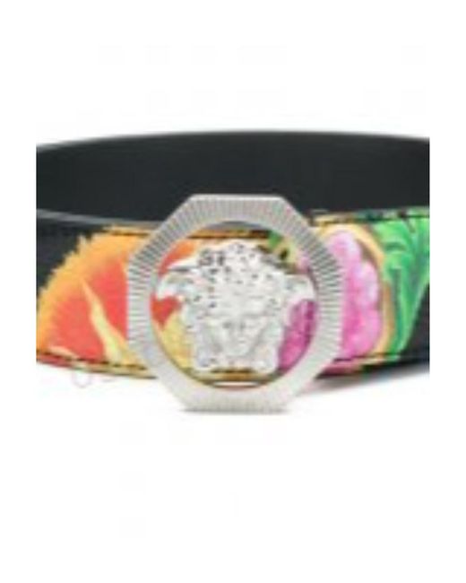 Versace White Flower Printing Medusa Belt for men