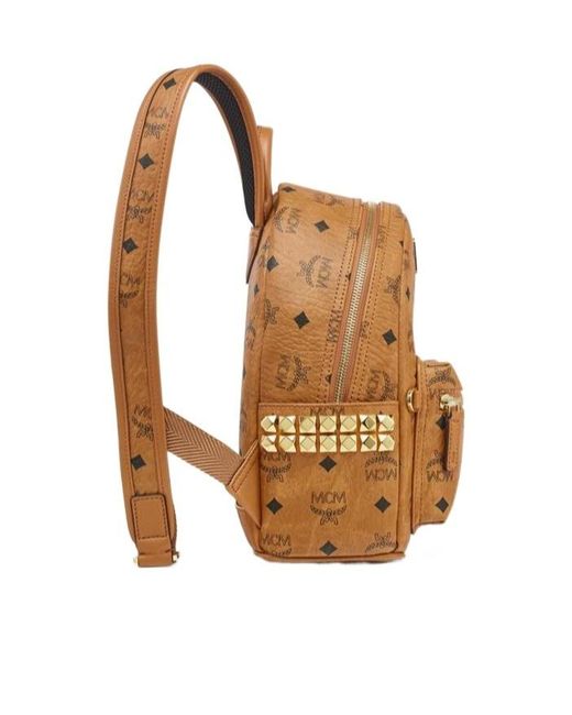 MCM Brown Monogram Printed Zipped Backpack