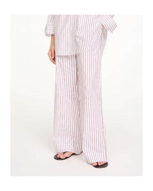 By Malene Birger Purple Cabello Striped Wide Leg Trousers