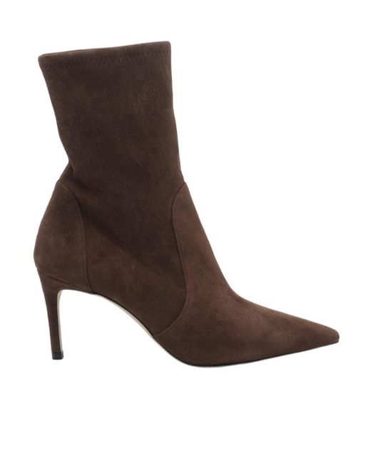 Stuart Weitzman Brown Pointed-Toe Ankle Boots