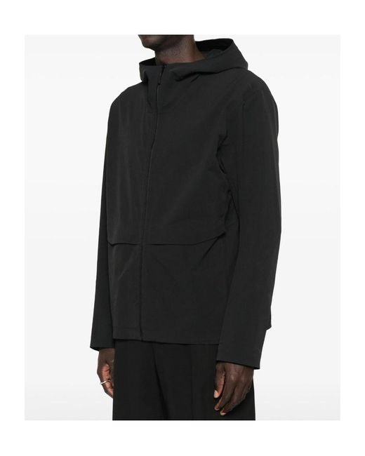 Veilance Black Hooded Zip-Up Jacket for men