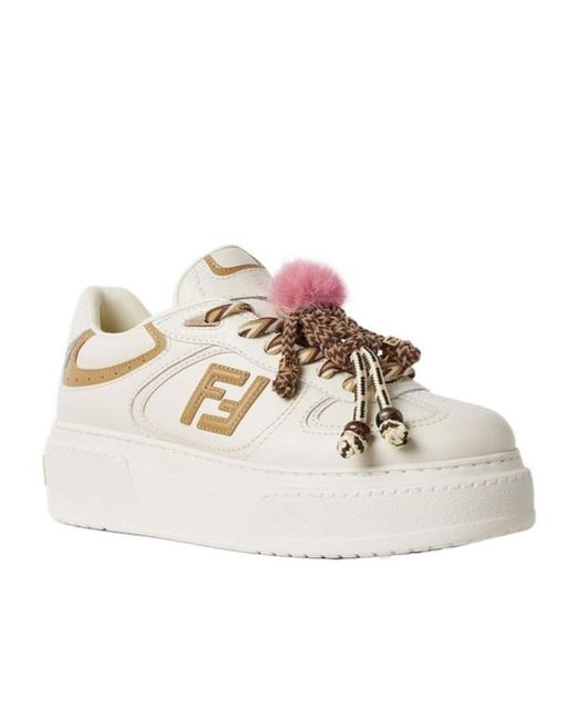 Fendi Natural Match Lace-Up Sneaker With 50Mm Heel Height
