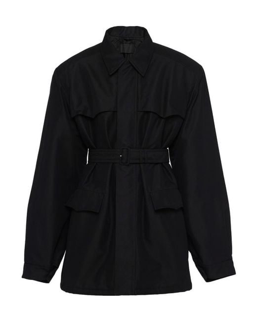 Prada Black Long Sleeved Belted Waist Jacket for men