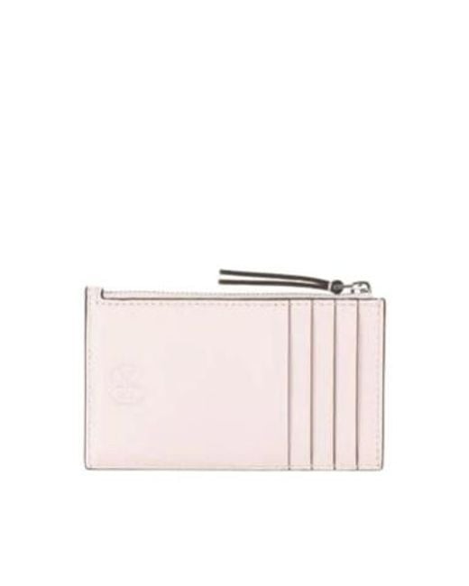 Tory Burch Pink Solid Color Leather Card Holder