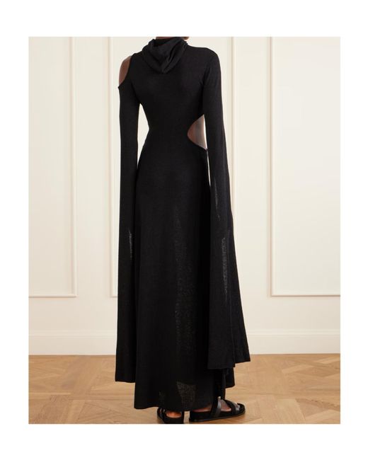 Gabriela Hearst Black Daya Hooded Cutout Silk Maxi Dress