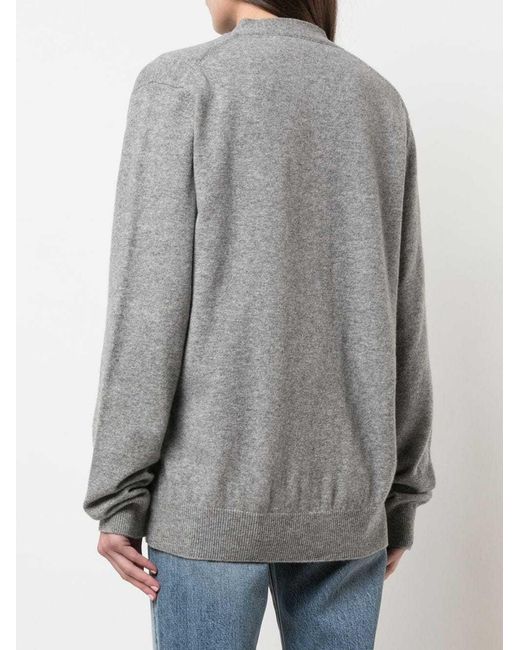 COMME DES GARÇONS PLAY Gray Button Wool Cardigan for men