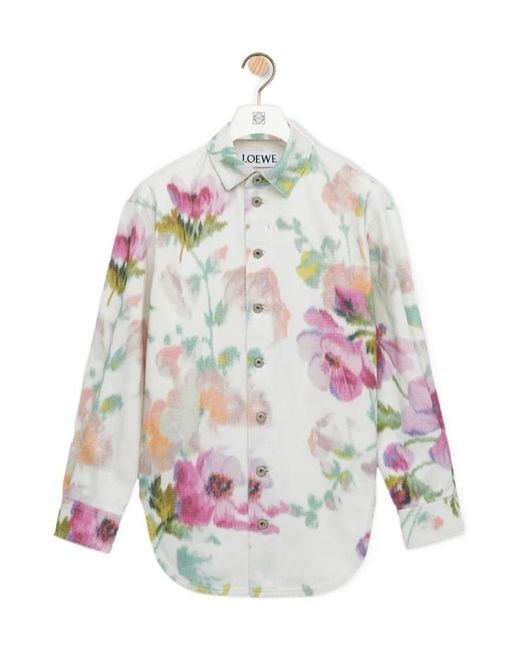 Loewe White Floral Printed Long-Sleeved Shirt