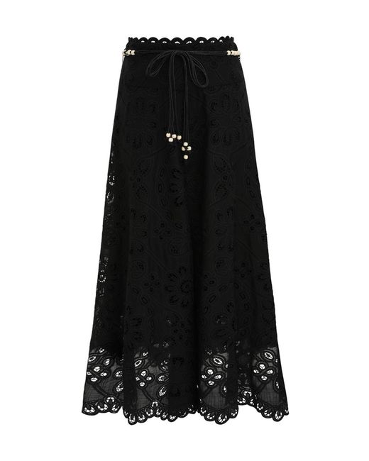 Zimmermann Black Rhiannon Embroidered Skirt