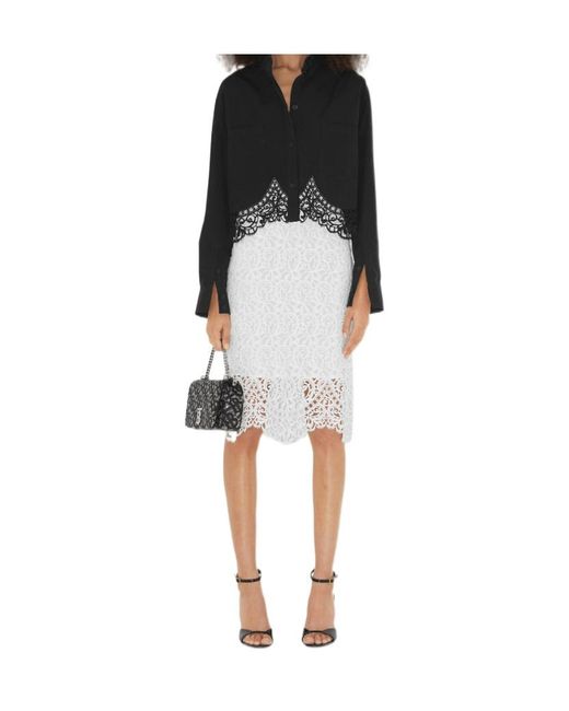 Burberry Black Lace-Detailed Long-Sleeved Shirt