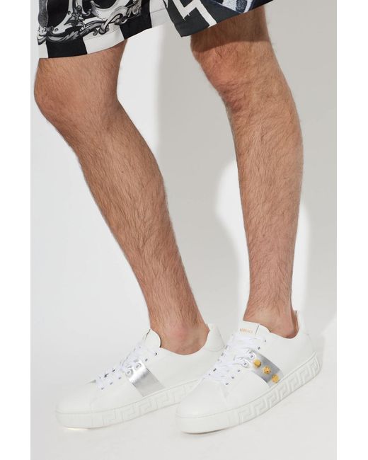 Versace White Greca Low-Top Sneakers for men