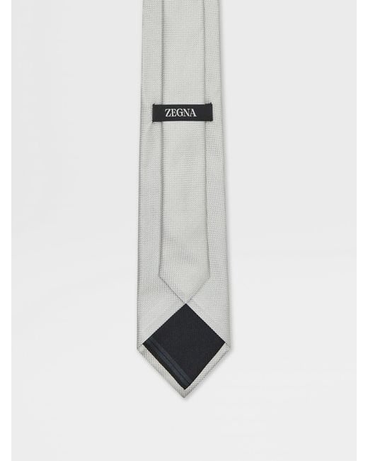 Zegna White Jacquard Pointed Tip Tie for men