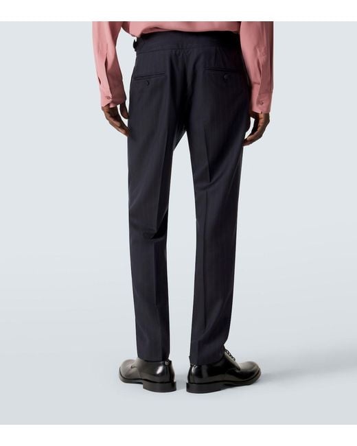 Dolce & Gabbana Blue Chalk Stripe Virgin Wool Slim Pants for men