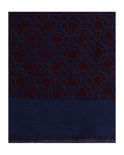 Ferragamo Blue Tassel Scarf for men