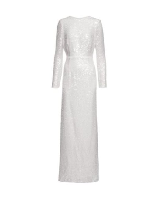 Erdem White Yoanna Sequined Gown