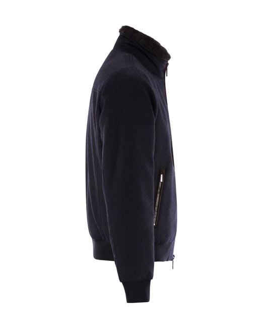 Moorer Blue Acqualine Hybrid Bomber Jacket for men