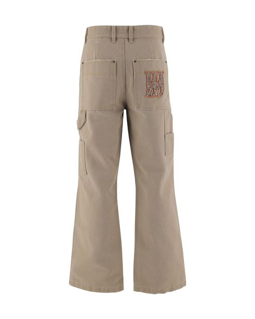 we11done Gray Logo Patch Pants for men