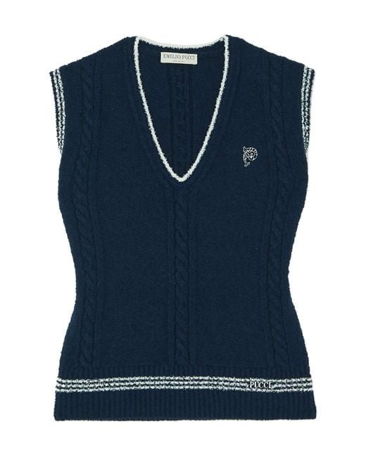 Emilio Pucci Blue V-Neck Knitted Vest