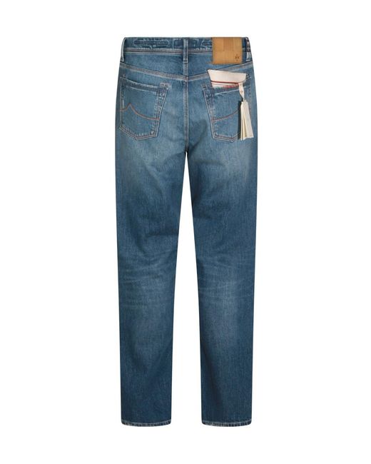 Jacob Cohen Blue Distressed Straight-Leg Jeans for men
