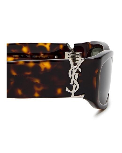 Saint Laurent White Rectangle-Frame Sunglasses
