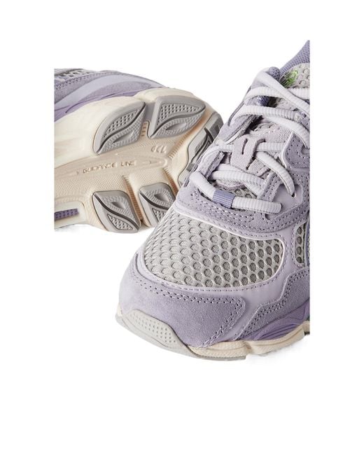 Asics Gray Leather And Suede-Trimmed Mesh Sneakers