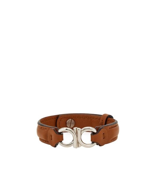 Ferragamo Brown Ferragamo Double Gancini Bracelet for men
