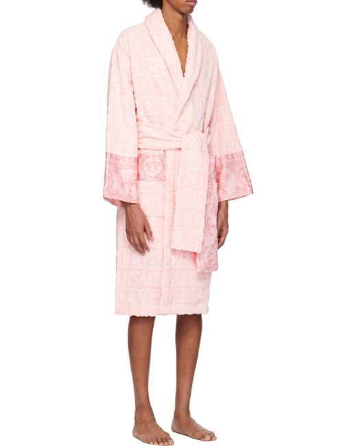 Versace Pink I Love Baroque Belted Bathrobe for men