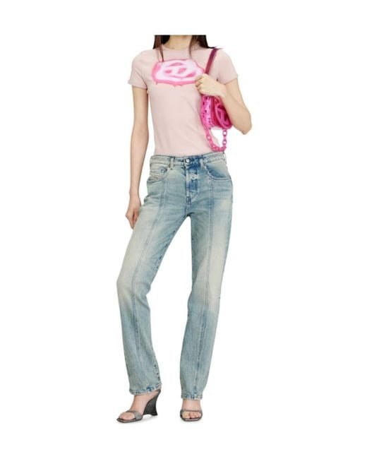 DIESEL Pink T-Uncuties-Long-S3 Printed T-Shirt