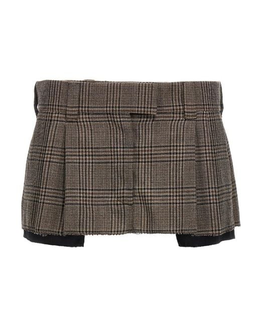 Miu Miu Brown Pleated Waist Loop Skirt